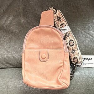 Opage genuine blush leather crossbody